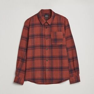 A.P.C. Trek Heavy Overshirt in Brick Red Flannel